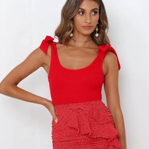 Chances are high red bodysuit